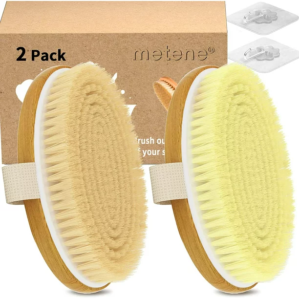 Metene 2 Pack Dry Body Brushes, Exfoliating Body Scrubbers
