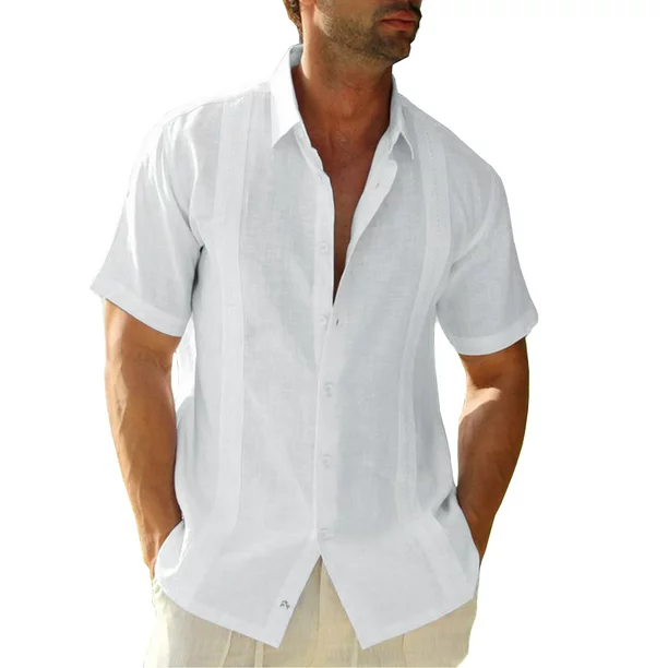 Saodimallsu Men Button Down Shirt Cotton Embroidered